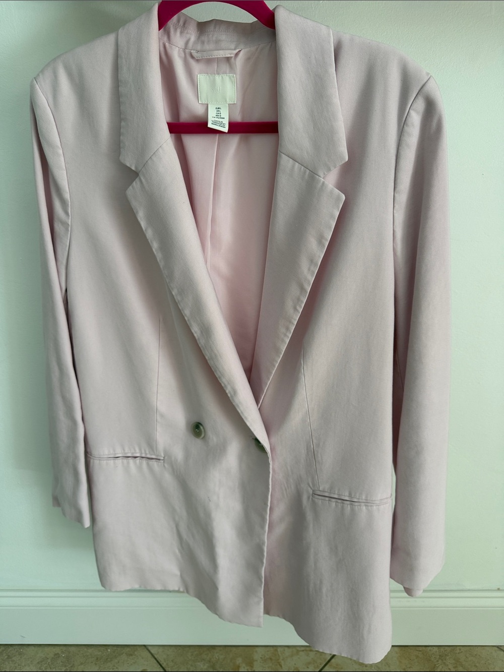 H&M Light Pink Double-Breasted Blazer